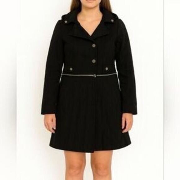 Miss Me Black Suede 2 In 1 Convertible Coat Size Large - Picture 10 of 10